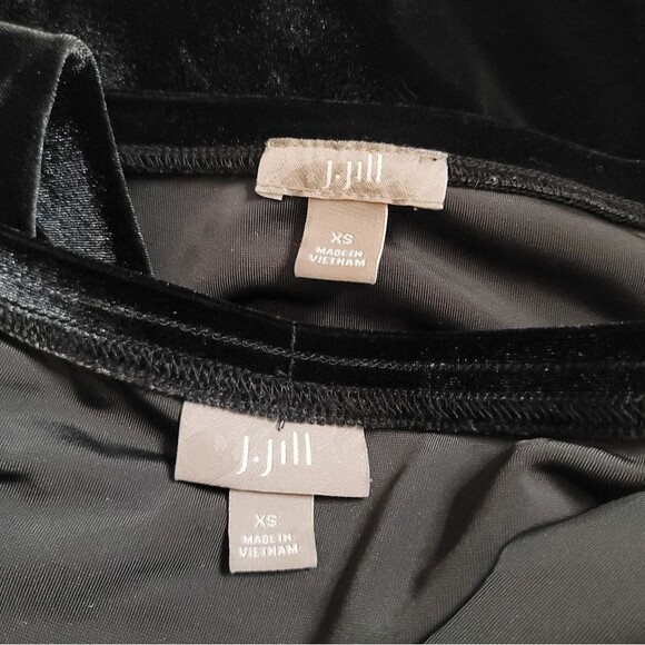 J. Jill 2 Piece Set Black Velvet Pull-on Skirt and 3/4 Sleeve Top Size XS - Picture 4 of 11